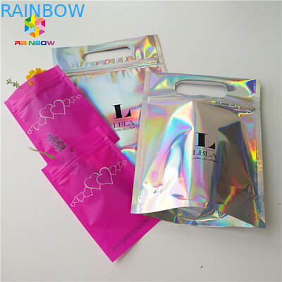 Os sacos de papel personalizados zíper do holograma holográficos levantam-se CMYK para cosméticos