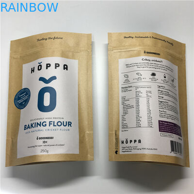 Costume reusável Ziplock impresso da folha de alumínio dos sacos de papel para o empacotamento da farinha do alimento