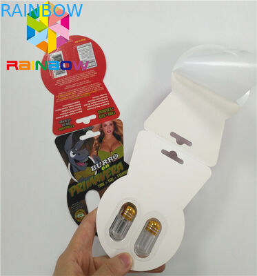 Cartão lustroso da bolha que empacota o cartão de papel dos comprimidos Burro2 60000 feitos sob encomenda do realce do sexo