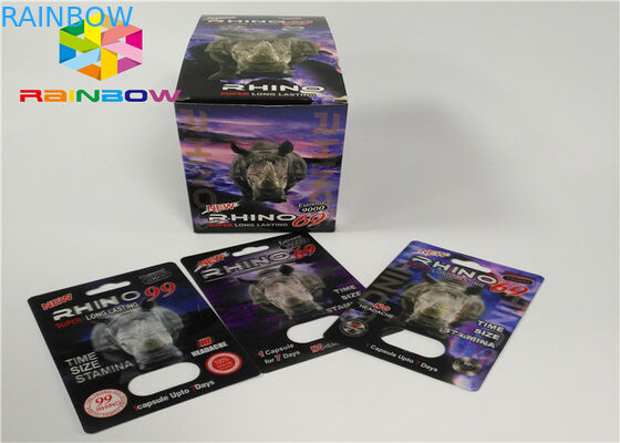 Embalagem masculina dos comprimidos 3d do realce do cartão plástico da inserção da bolha da garrafa dos cartões/caixa de exposição