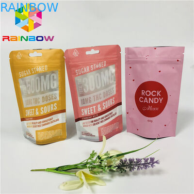 O empacotamento dos malotes plásticos de produto comestível laminado levanta-se o logotipo personalizado malote do zíper