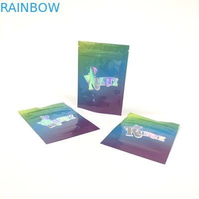 Saco plástico Ziplock da semente da erva daninha de Runtz do saquinho pequeno erval lateral biodegradável do incenso do malote do selo três