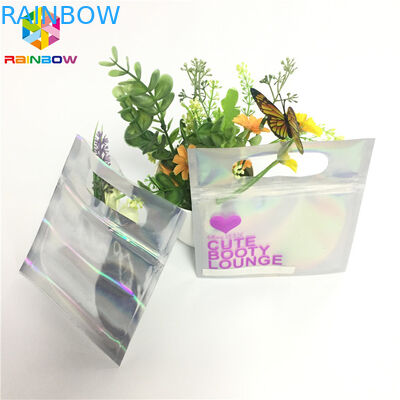 Malote da folha da cópia de Digitas que empacota o saco dianteiro claro do fechamento do fecho de correr do holograma para a amostra cosmética