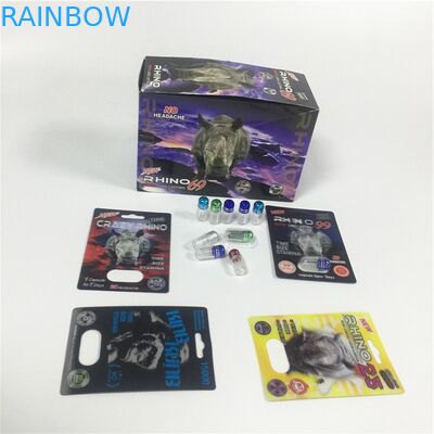 Bala de empacotamento do recipiente do rinoceronte do ouro do cartão da bolha do papel de cartucho com tampa plástica