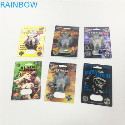 Bala de empacotamento do recipiente do rinoceronte do ouro do cartão da bolha do papel de cartucho com tampa plástica