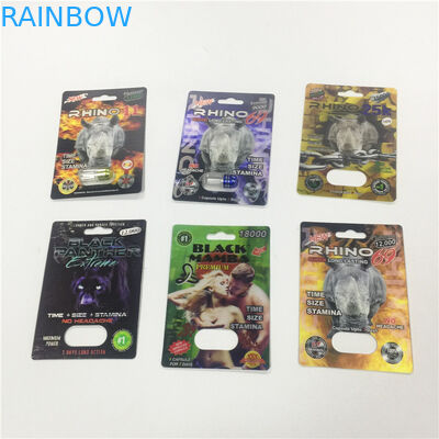 Bala de empacotamento do recipiente do rinoceronte do ouro do cartão da bolha do papel de cartucho com tampa plástica