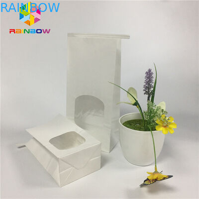 Saco à prova de graxa do petisco que empacota o saco liso da janela do espaço livre do Livro Branco com laço da lata