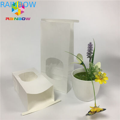 Saco à prova de graxa do petisco que empacota o saco liso da janela do espaço livre do Livro Branco com laço da lata