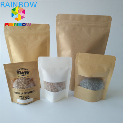 Os malotes plásticos brancos de Matt que empacotam o fechamento poli do fecho de correr de Doypack levantam-se a janela do retângulo do malote