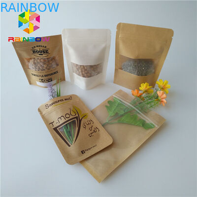 Os malotes plásticos brancos de Matt que empacotam o fechamento poli do fecho de correr de Doypack levantam-se a janela do retângulo do malote