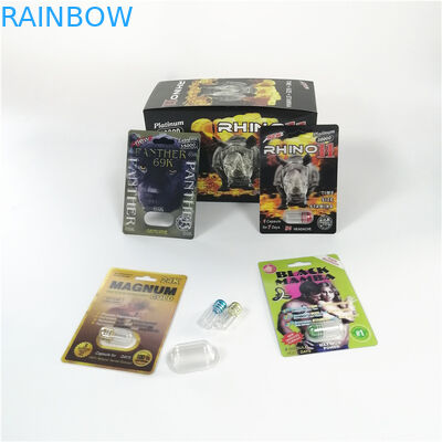 Rinoceronte 69 da cápsula masculina do realce do cartão da bolha 3D caixas de cartão plásticas de empacotamento da inserção 3d