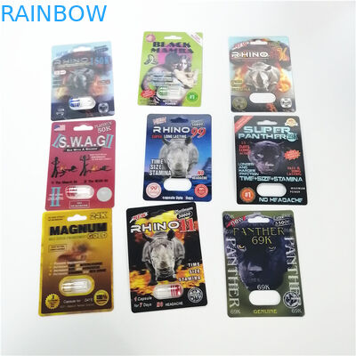 Rinoceronte 69 da cápsula masculina do realce do cartão da bolha 3D caixas de cartão plásticas de empacotamento da inserção 3d