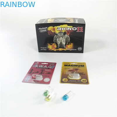 Rinoceronte de empacotamento do comprimido do sexo do efeito da caixa de papel 3D do comprimido da bolha da pantera preta 69 9000