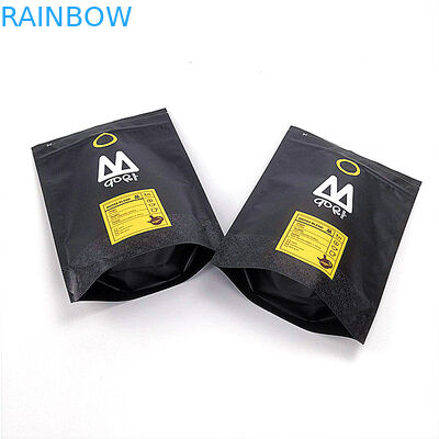 Resealable levante-se a cor preta matte laminada impressa costume dos sacos do malote do zíper