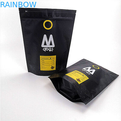 Resealable levante-se a cor preta matte laminada impressa costume dos sacos do malote do zíper