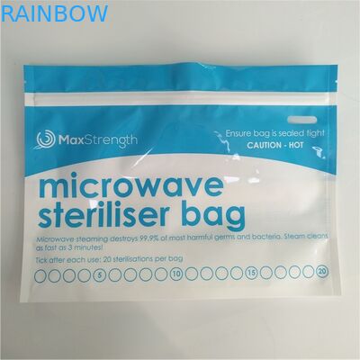 O reforço da parte inferior do Steriliser da micro-ondas do armazenamento do alimento ensaca o costume superior Resealable do zíper