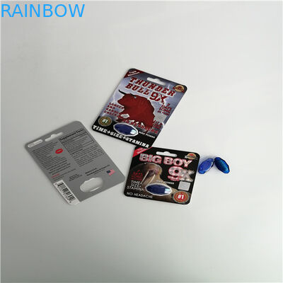 Os comprimidos masculinos do realce empolam o cartão impresso costume do comprimido 3D do sexo do rinoceronte 69 da embalagem do cartão