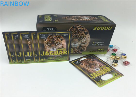 Corrediça masculina do rinoceronte 69 da embalagem do cartão da bolha dos comprimidos do realce com a garrafa plástica da tampa