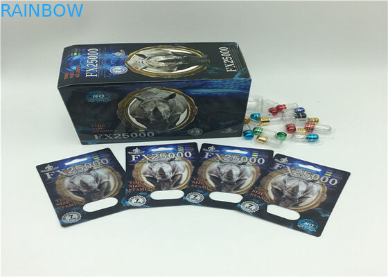 Cartão de empacotamento feito sob encomenda da garrafa do realce dos homens do bloco de bolha do efeito do logotipo 3D para a medicina super