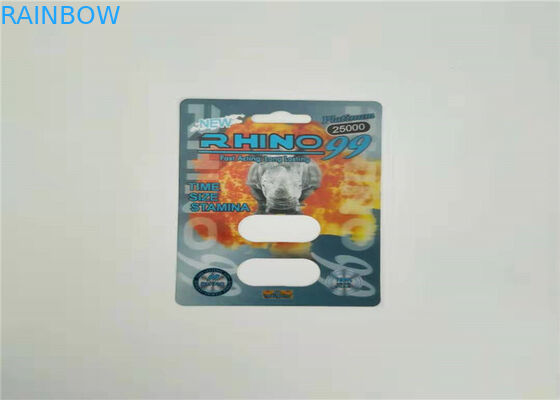 Bloco masculino de empacotamento do comprimido do realce do cartão da bolha do efeito do fogo Rhino50K 3d para comprimidos do sexo da cápsula