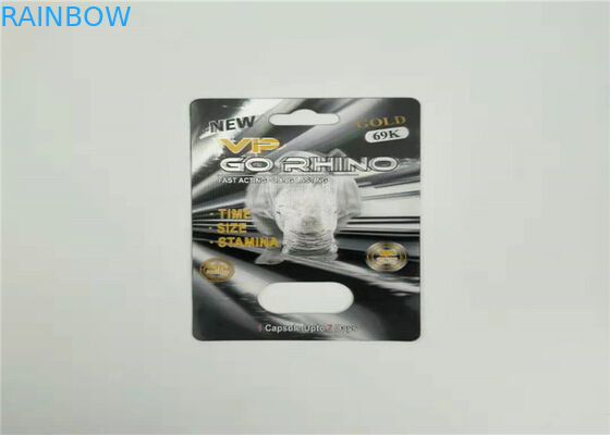 Os comprimidos de aumentação do desempenho sexual masculino empolam o cartão de empacotamento do efeito do rinoceronte 99 50k 150k 3d do cartão