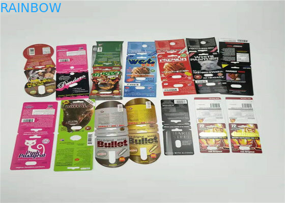 Encerre o teste padrão de empacotamento do rinoceronte 8-50000 do cartão do comprimido 3D do sexo da bolha plástica com tampa plástica