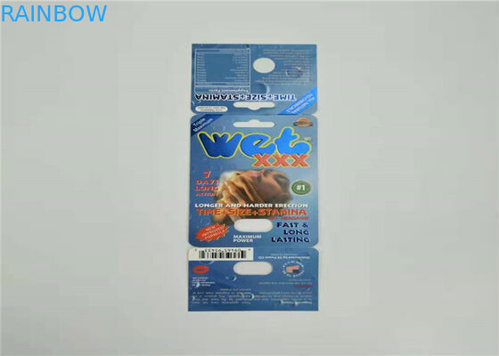 Um cartão de papel do comprimido ajustado do sexo que empacota a cor vermelha do costume do cartão da bolha do rinoceronte V7 da tira