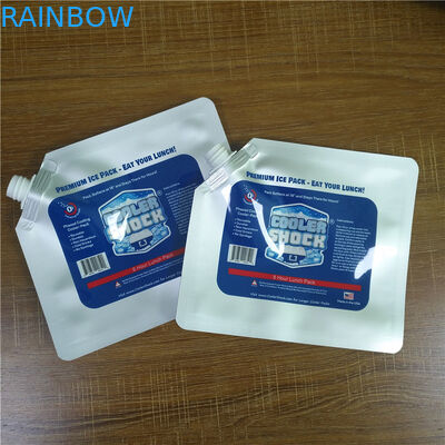 O costume do armazenamento do alimento imprimiu blocos de gelo reusáveis impermeáveis do refrigerador dos sacos de plástico com bico/tampão