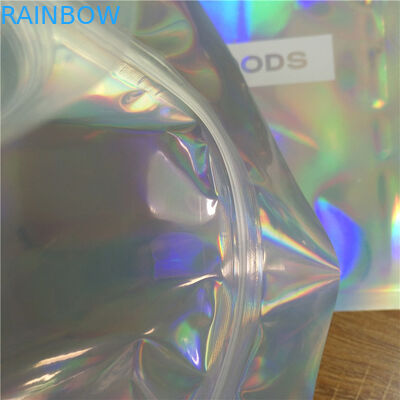 O empacotamento do roupa interior da roupa levanta-se o Ziplock holográfico do brilho iridescente dos sacos do malote do zíper