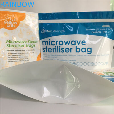 Os sacos Ziplock do reforço da parte inferior da micro-ondas lustrosos levantam-se o malote plástico da retorta do esterilizador