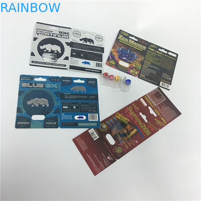 Caixas de empacotamento do cartão da bolha da cápsula do comprimido do sexo da platina 10K que gravam o ofício personalizado