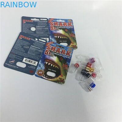 Cápsulas masculinas do comprimido do realce do rinoceronte que empacotam os cartões de papel do tubarão da bolha das caixas