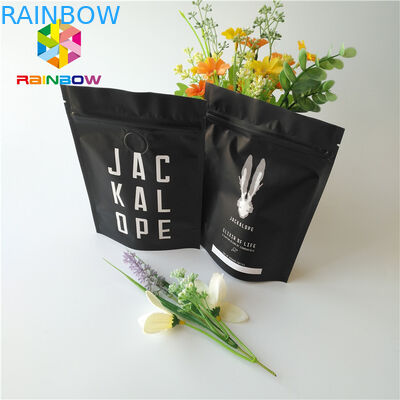 O malote metálico preto matte da folha levanta-se sacos de café de 2 onças com zíper/válvula