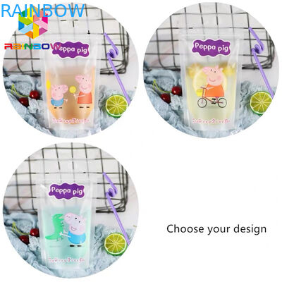 Os sacos de empacotamento do malote líquido transparente do alimento da bebida levantam-se FDA com punhos/palhas