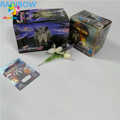 Os comprimidos masculinos do sexo do realce empolam a caixa de cartão 3d plástica de empacotamento da cápsula do rinoceronte 69 do cartão