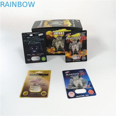 Série de empacotamento do rinoceronte do cartão sexual da bolha dos comprimidos do realce para o bloco da cápsula do sexo do pó