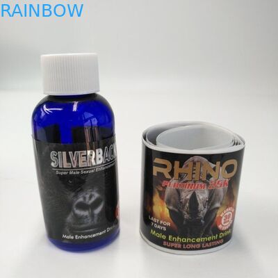 O auto de empacotamento Adhensive do cartão lustroso da bolha do revestimento etiqueta etiquetas do rinoceronte para a bebida masculina do realce