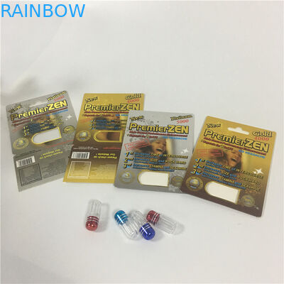 Uso masculino de empacotamento dos comprimidos do realçador do cartão da bolha do papel de CBD com as caixas de exposição UV