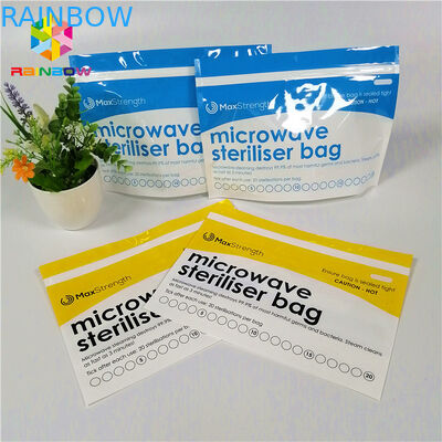 O esterilizador plástico da micro-ondas levanta-se sacos do malote do zíper para o alimentador/garrafa do bebê