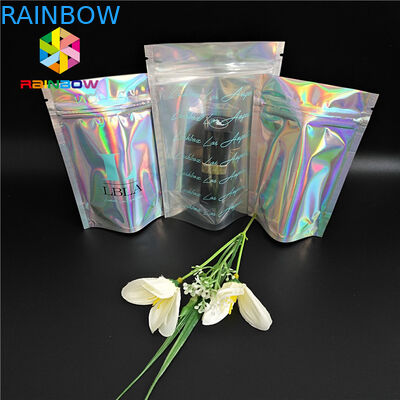 Sacos de papel personalizados zíper do holograma de Mylar para produtos dos cosméticos da colagem da pestana
