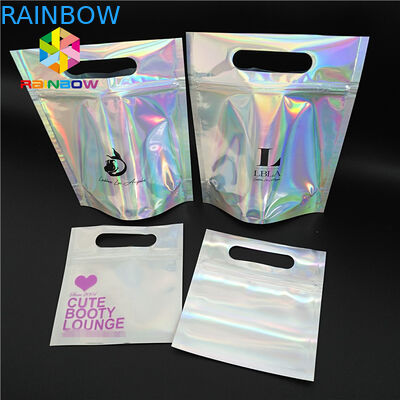 Gravure que imprime a folha holográfica do punho plástico claro da parte superior dos sacos do cosmético para a roupa/luva