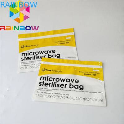 O comida para bebê está acima sacos do malote do zíper levanta-se o tipo do Steriliser do vapor da micro-ondas