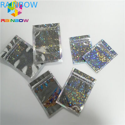 Do selo três lateral lustroso Ziplock instantâneo dos sacos de Mylar do holograma da estrela do brilho embalagem facial da máscara
