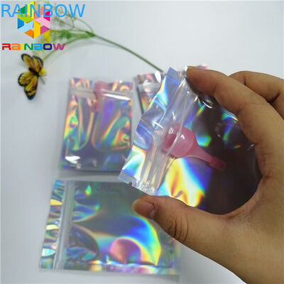 Do selo três lateral lustroso Ziplock instantâneo dos sacos de Mylar do holograma da estrela do brilho embalagem facial da máscara