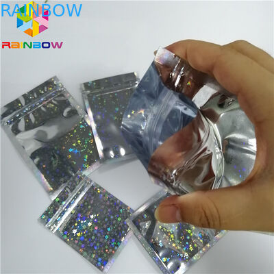 Do selo três lateral lustroso Ziplock instantâneo dos sacos de Mylar do holograma da estrela do brilho embalagem facial da máscara
