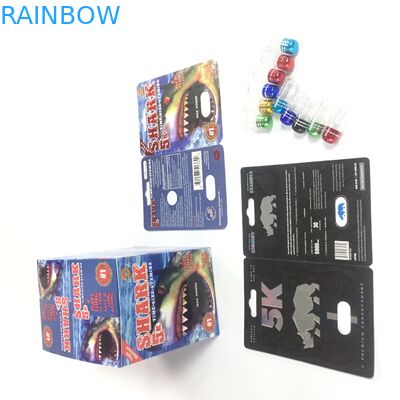 Garrafa plástica da tampa da corrediça masculina do rinoceronte 69 da embalagem do cartão da bolha dos comprimidos do realce