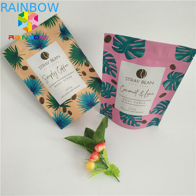 O café esfrega o suporte de empacotamento ensaca acima o malote da embalagem de sal de banho do corpo da folha de alumínio de K