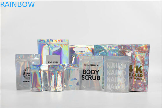 Holográfico levante-se o Ziplock de Mylar da folha de alumínio dos malotes da folha para presentes/cosméticos