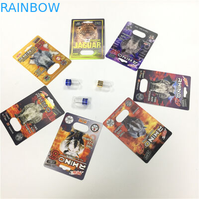 O RINOCERONTE 8/11/25 de comprimido masculino 3d do desempenho do realce da embalagem do cartão da bolha da exposição esvazia o recipiente