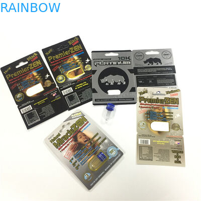 O RINOCERONTE 8/11/25 de comprimido masculino 3d do desempenho do realce da embalagem do cartão da bolha da exposição esvazia o recipiente